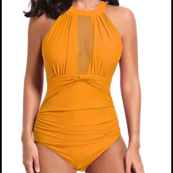 Women's Yellow Lace Up One-Piece Swimsuit |Bodysuit |Size Large - Picture 12 of 12